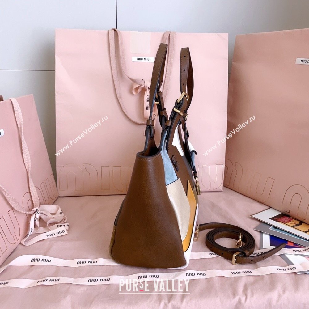 Miu Miu Patchwork Leather handbag Brown 2025 5BA304 (JD-251121058)