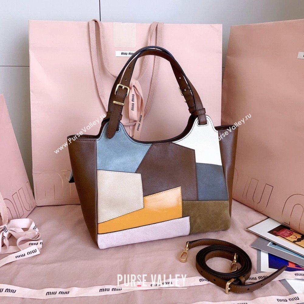 Miu Miu Patchwork Leather handbag Brown 2025 5BA304 (JD-251121058)