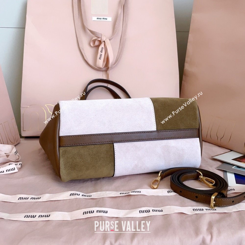 Miu Miu Patchwork Leather handbag Brown 2025 5BA304 (JD-251121058)