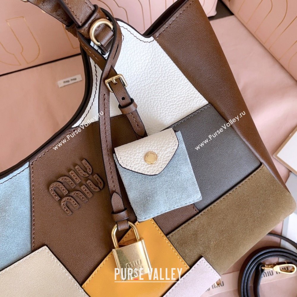 Miu Miu Patchwork Leather handbag Brown 2025 5BA304 (JD-251121058)