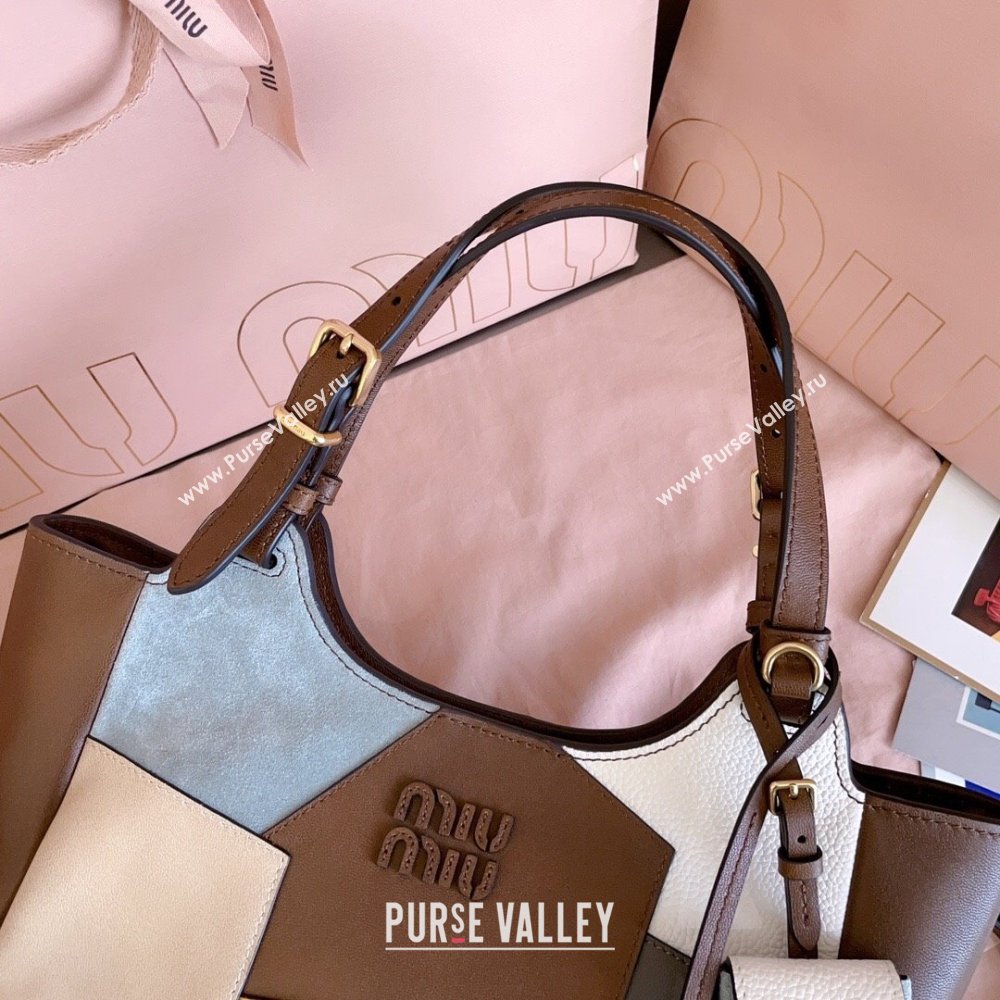 Miu Miu Patchwork Leather handbag Brown 2025 5BA304 (JD-251121058)