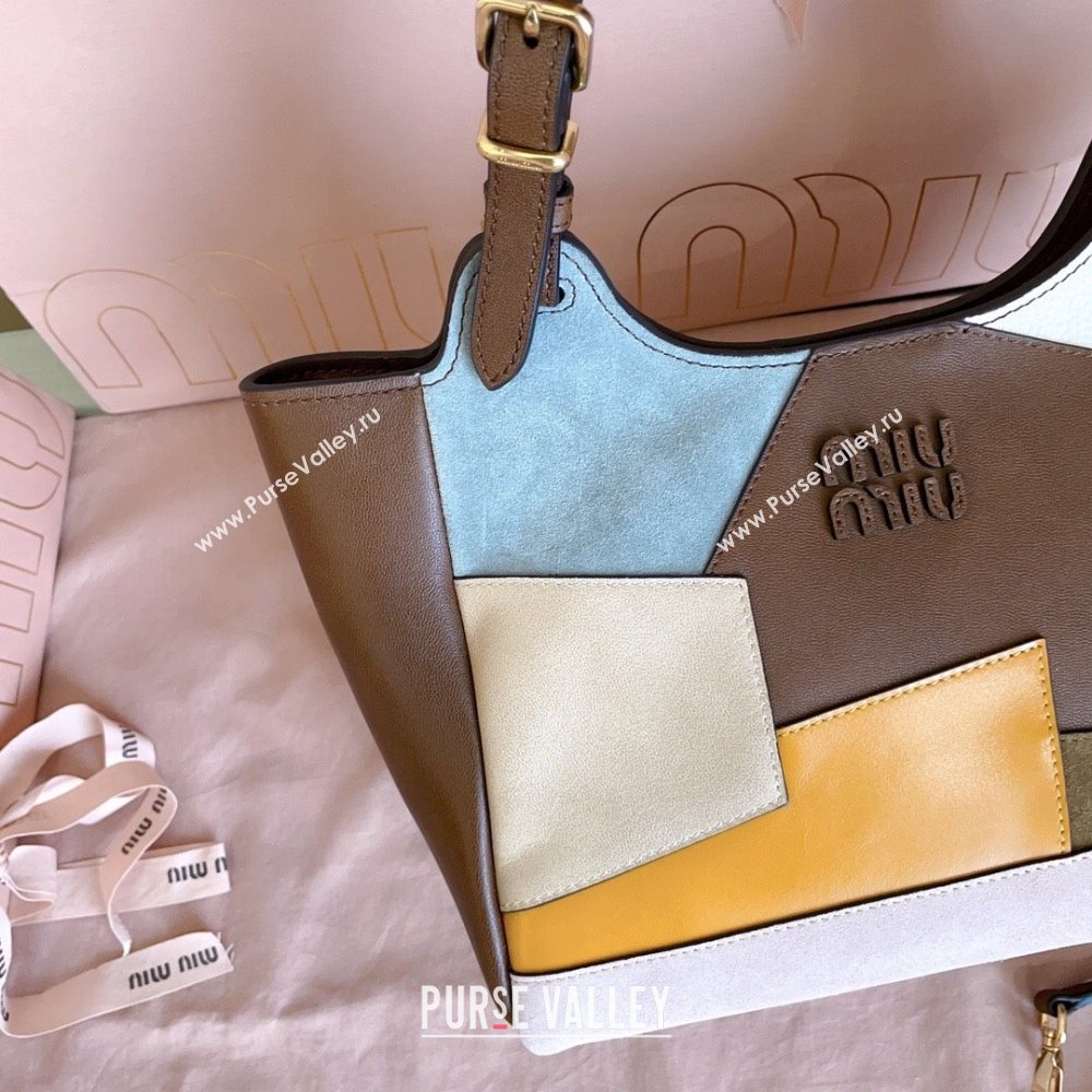 Miu Miu Patchwork Leather handbag Brown 2025 5BA304 (JD-251121058)