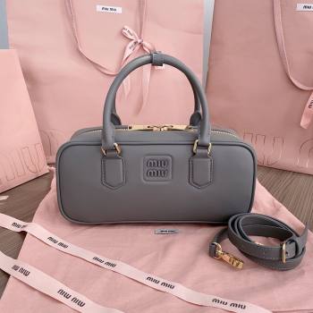 Miu Miu Arcadie Calf Leather top handle bag with Tone-To-Tone Logo Dark Grey 2024 5BB148 (JD-24103028)