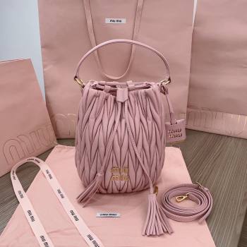 Miu Miu Matelasse nappa leather bucket bag 5BE084 Pink 2025 (JD-250926018)