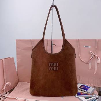 Miu Miu Suede tote bag Brown 2025 5BG231 (JD-250926011)