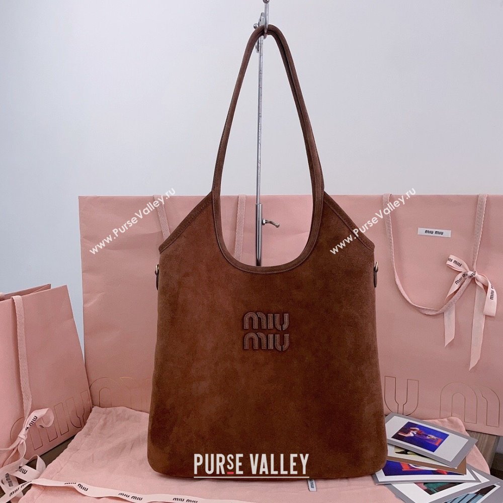 Miu Miu Suede tote bag Brown 2025 5BG231 (JD-250926011)