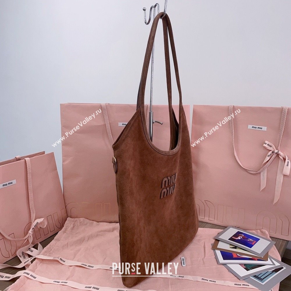 Miu Miu Suede tote bag Brown 2025 5BG231 (JD-250926011)