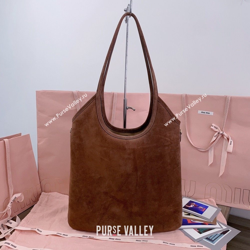Miu Miu Suede tote bag Brown 2025 5BG231 (JD-250926011)