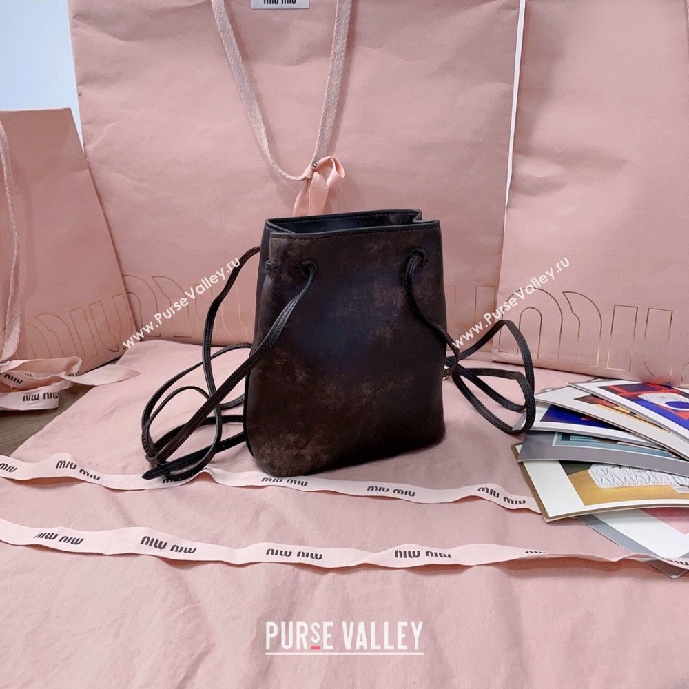 Miu Miu Faded Leather Pouch Brown 2025 5NF460 (JD-250626070)