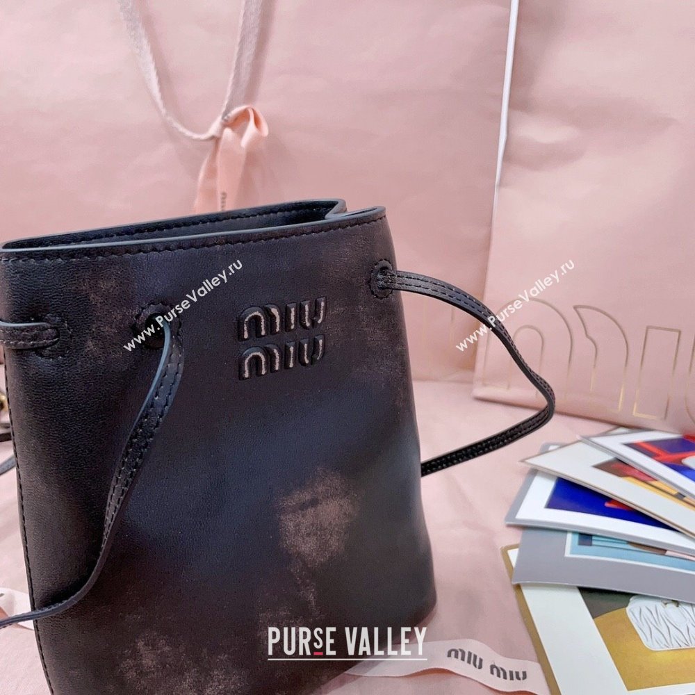 Miu Miu Faded Leather Pouch Brown 2025 5NF460 (JD-250626070)
