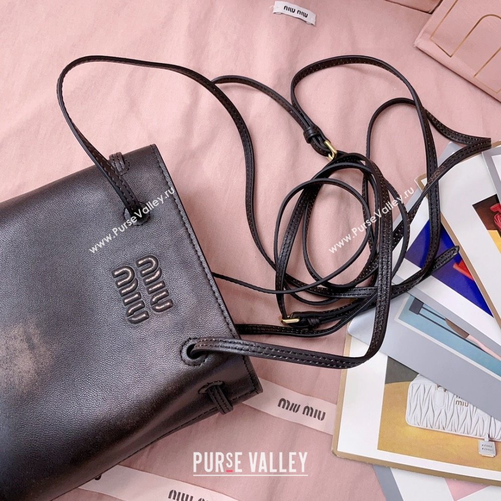 Miu Miu Faded Leather Pouch Brown 2025 5NF460 (JD-250626070)