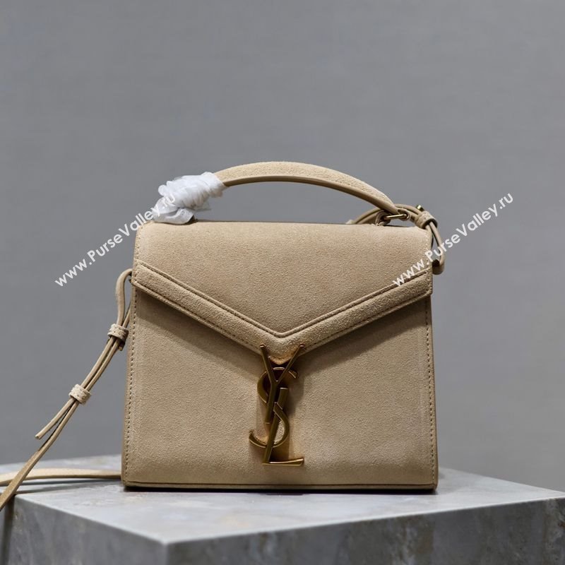 Saint Laurent Cassandre Mini Bag in Suede Beige 2025 602716 (YY-250801099)