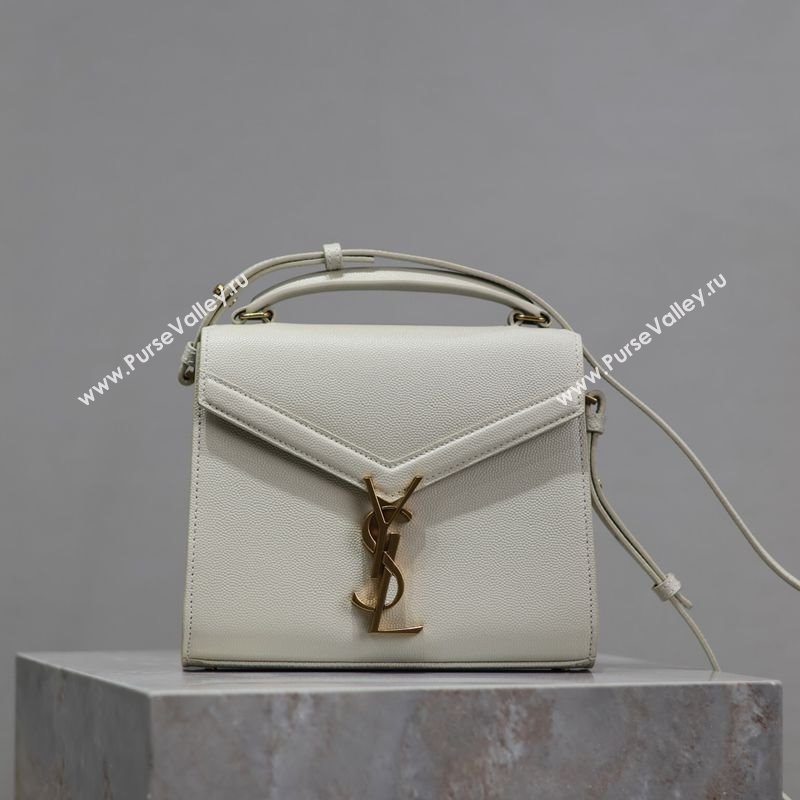 Saint Laurent Cassandre Mini Bag in Grained Leather White 2025 602716 (YY-250801097)