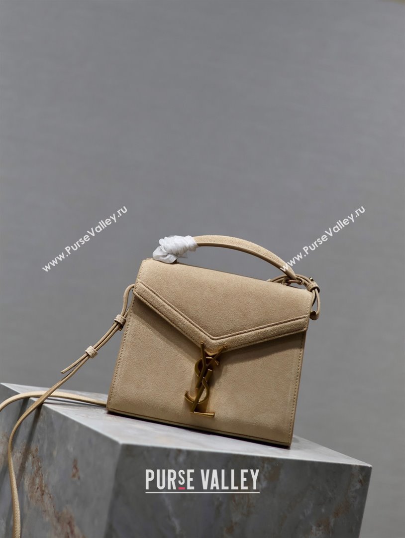 Saint Laurent Cassandre Mini Bag in Suede Beige 2025 602716 (YY-250801099)