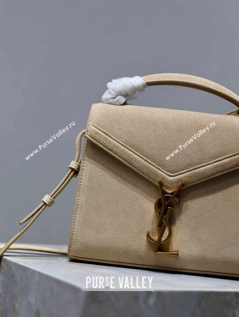 Saint Laurent Cassandre Mini Bag in Suede Beige 2025 602716 (YY-250801099)