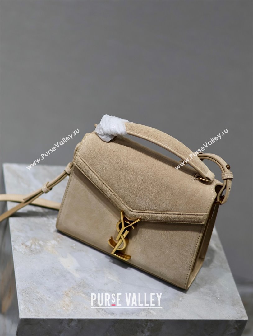 Saint Laurent Cassandre Mini Bag in Suede Beige 2025 602716 (YY-250801099)