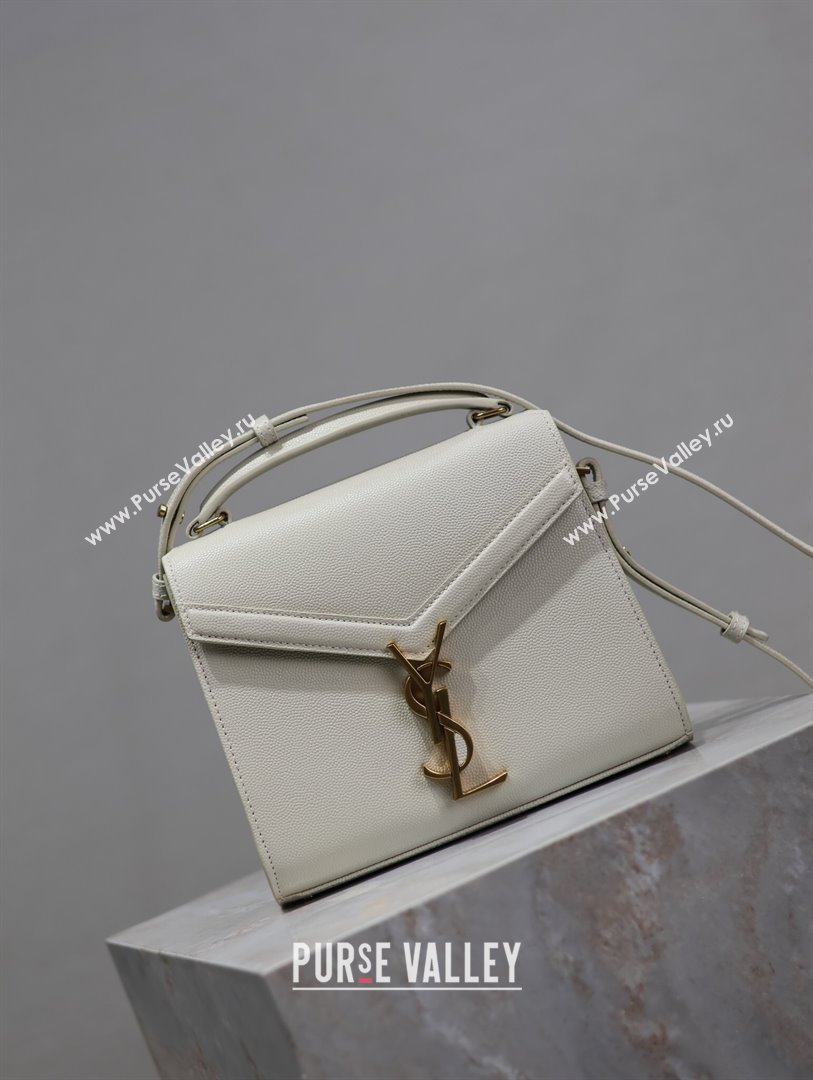 Saint Laurent Cassandre Mini Bag in Grained Leather White 2025 602716 (YY-250801097)