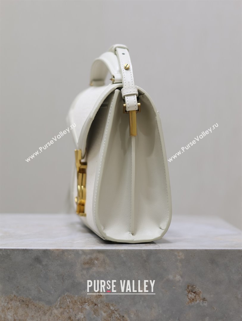 Saint Laurent Cassandre Mini Bag in Cotton Linen and Leather White 2025 602716 (YY-250801100)