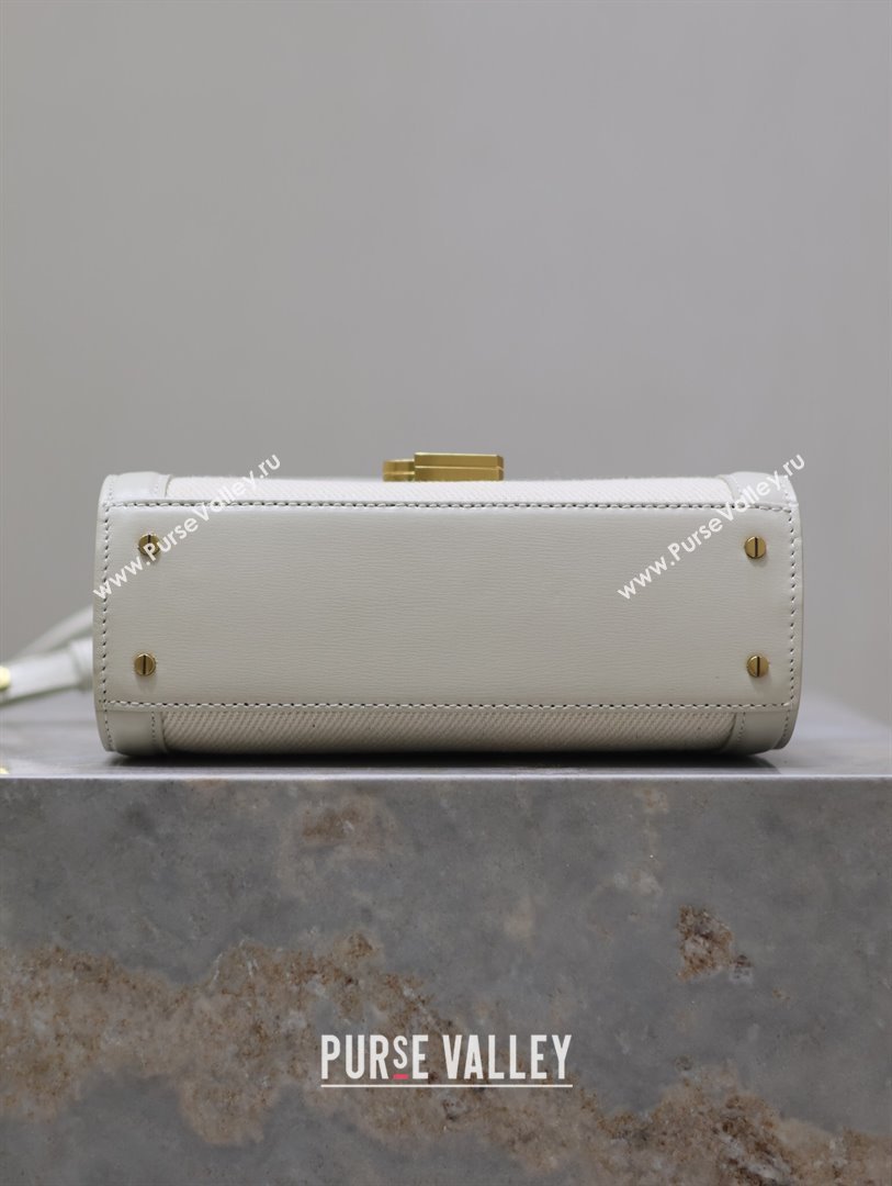 Saint Laurent Cassandre Mini Bag in Cotton Linen and Leather White 2025 602716 (YY-250801100)