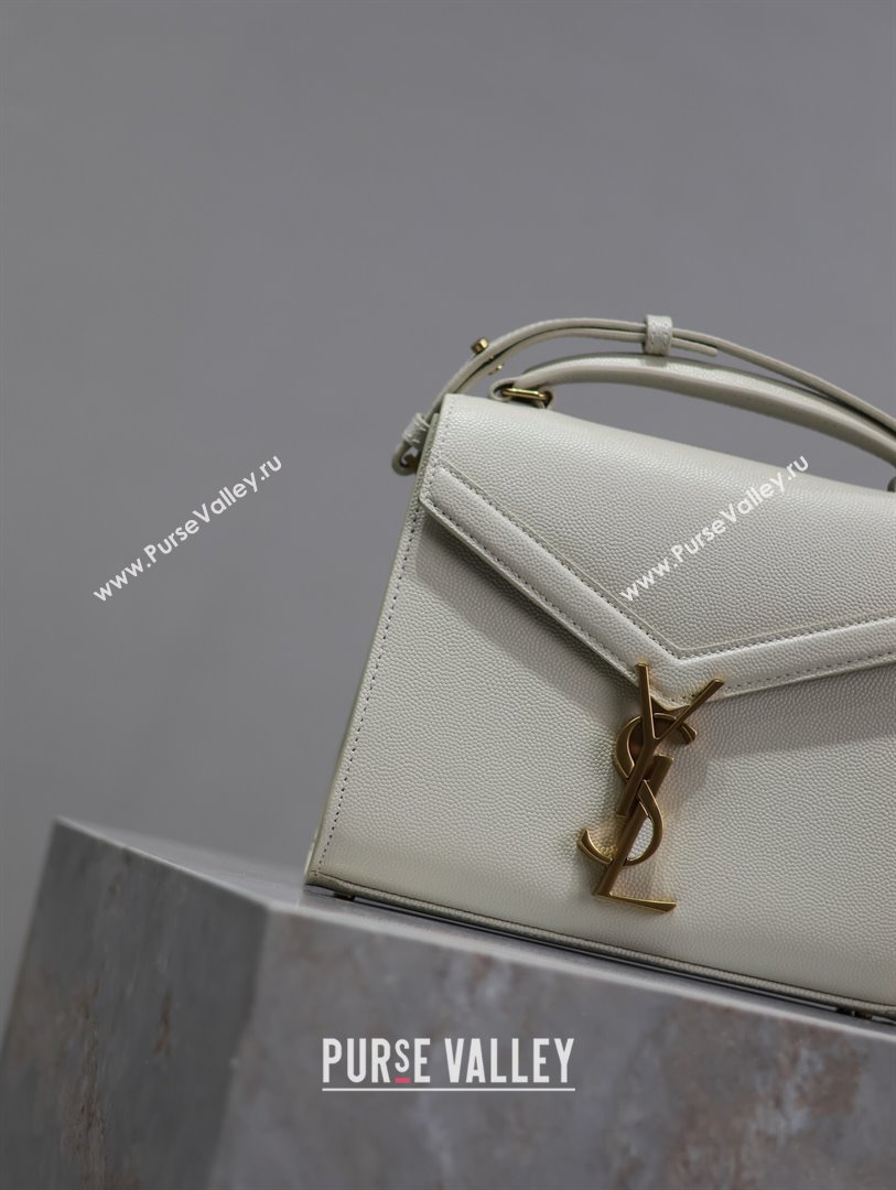 Saint Laurent Cassandre Mini Bag in Grained Leather White 2025 602716 (YY-250801097)