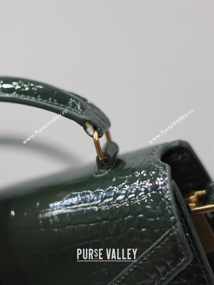 Saint Laurent Cassandre Mini Bag in Crocodile Embossed Leather Green 2025 602716 (YY-250801101)