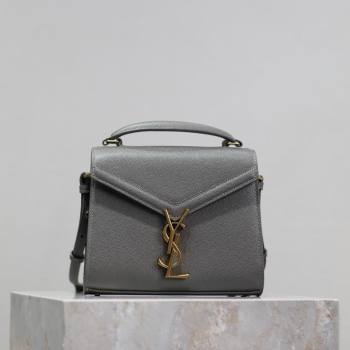 Saint Laurent Cassandre Mini Bag in Grained Leather Grey 2025 602716 (YY-250801102)