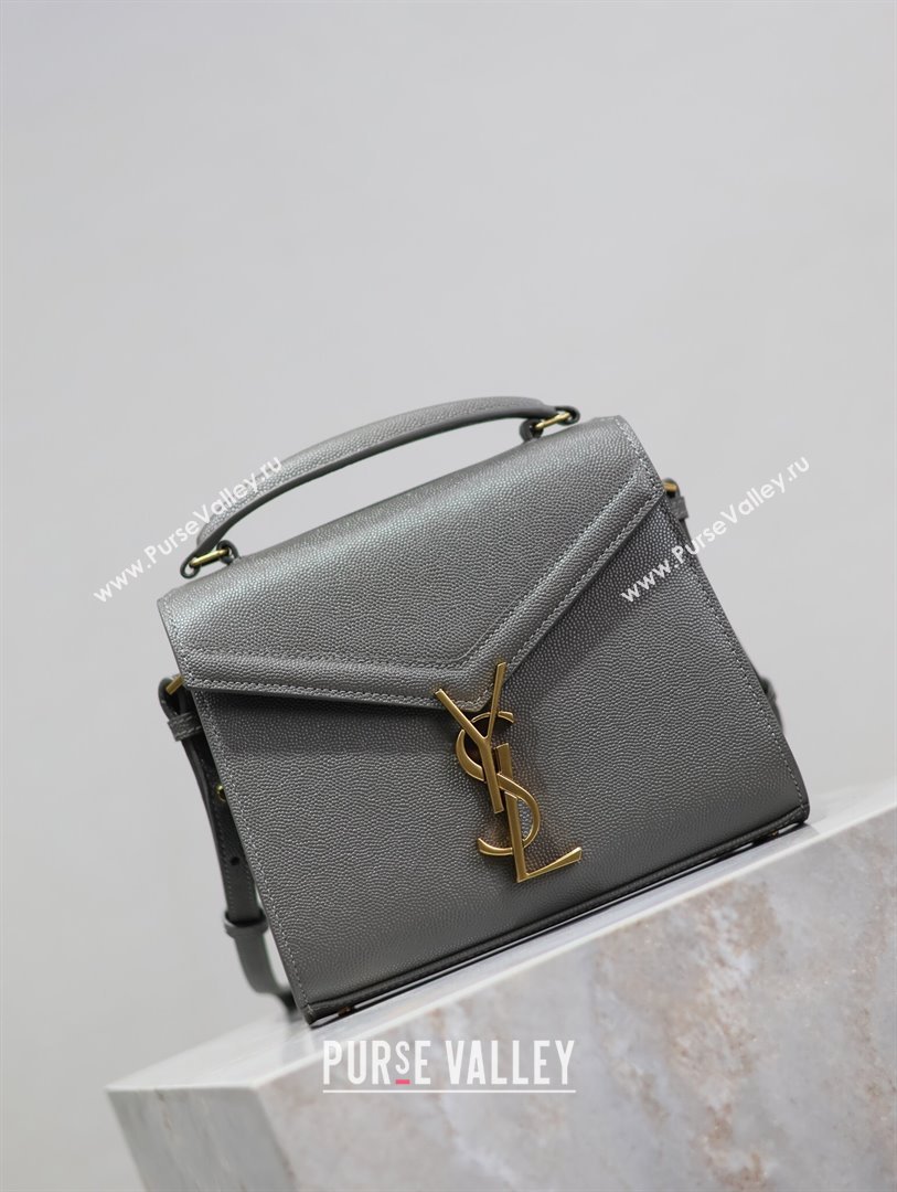 Saint Laurent Cassandre Mini Bag in Grained Leather Grey 2025 602716 (YY-250801102)