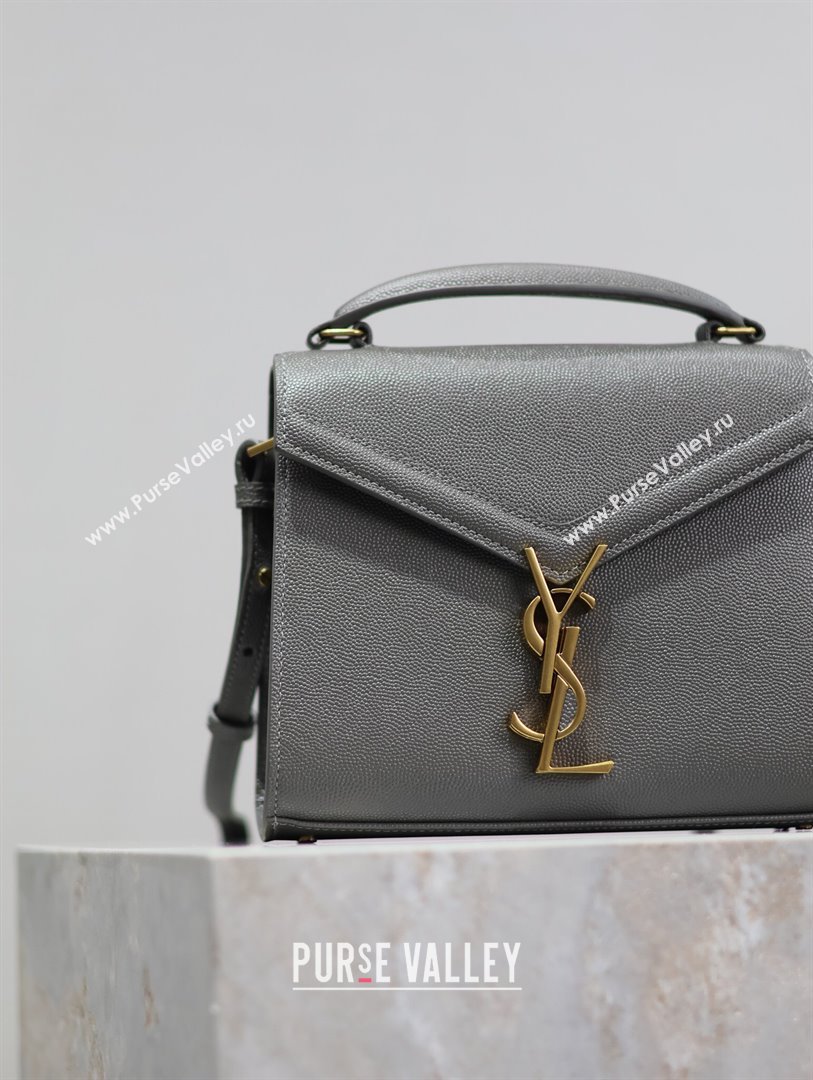 Saint Laurent Cassandre Mini Bag in Grained Leather Grey 2025 602716 (YY-250801102)