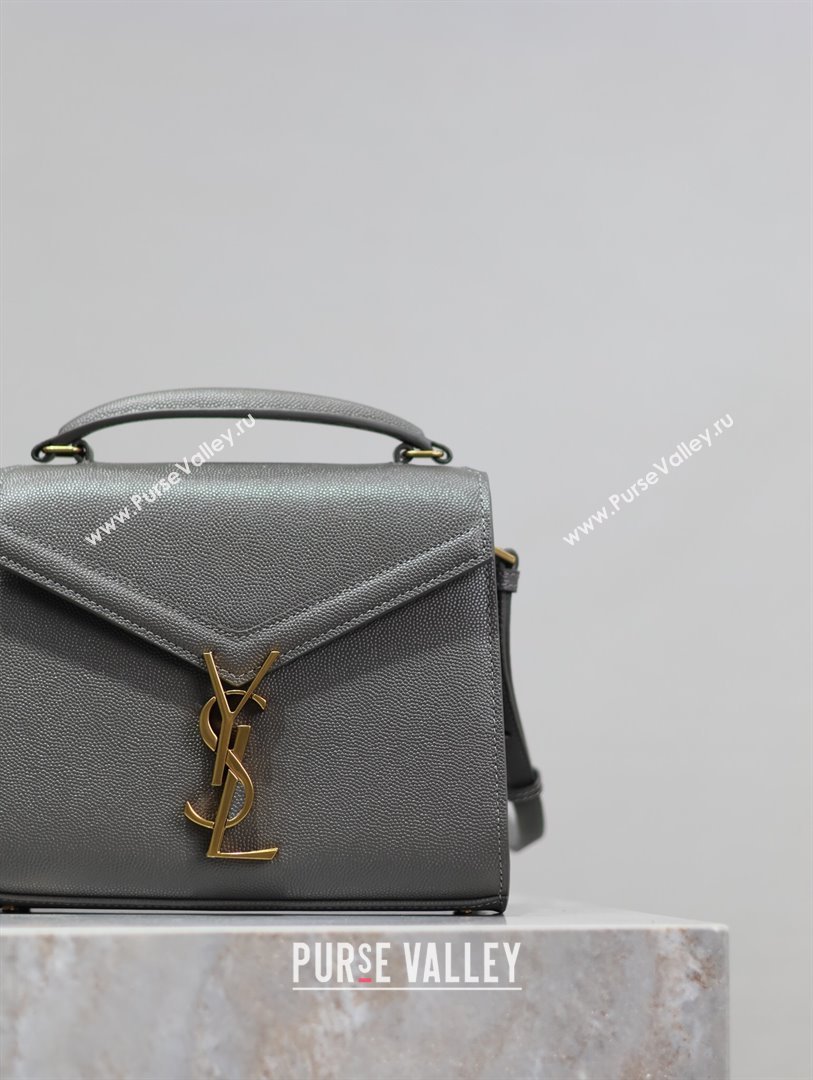 Saint Laurent Cassandre Mini Bag in Grained Leather Grey 2025 602716 (YY-250801102)