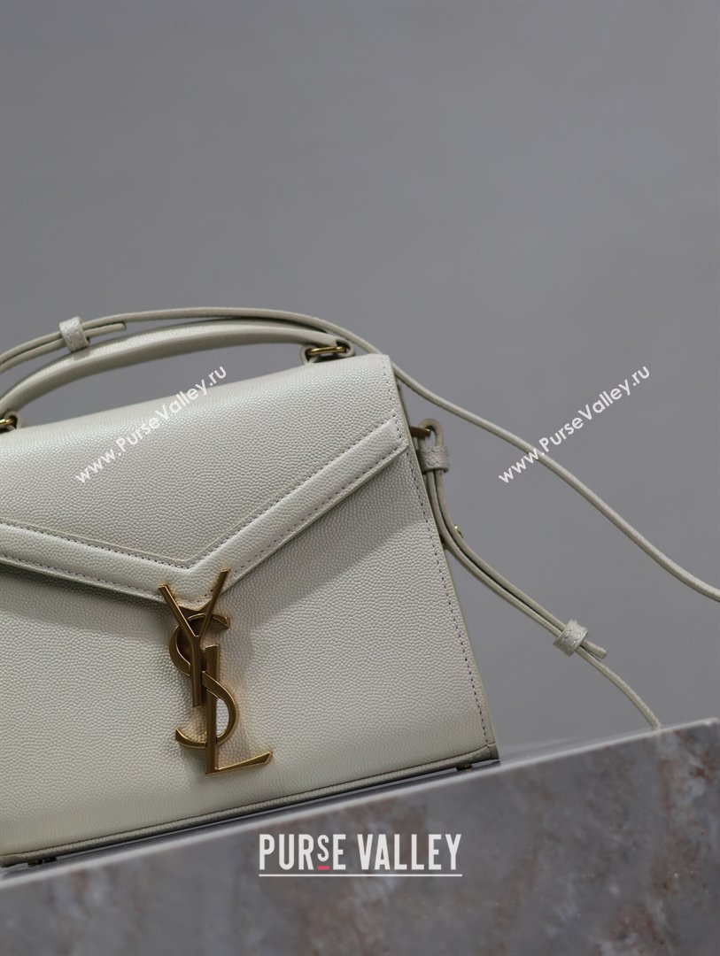 Saint Laurent Cassandre Mini Bag in Grained Leather White 2025 602716 (YY-250801097)