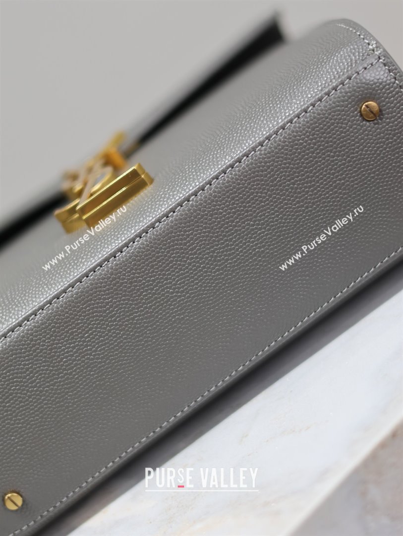 Saint Laurent Cassandre Mini Bag in Grained Leather Grey 2025 602716 (YY-250801102)