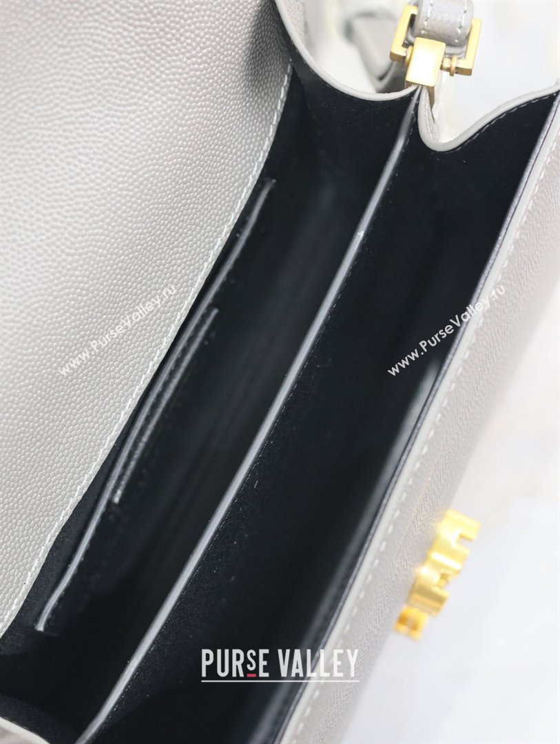 Saint Laurent Cassandre Mini Bag in Grained Leather Grey 2025 602716 (YY-250801102)