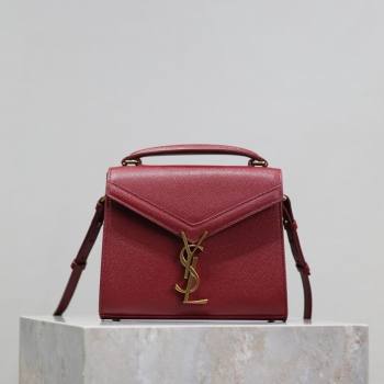 Saint Laurent Cassandre Mini Bag in Grained Leather Red 2025 602716 (YY-250801103)