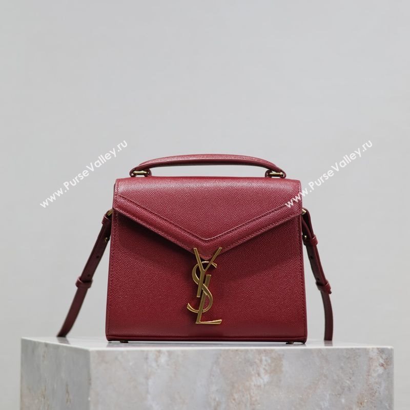 Saint Laurent Cassandre Mini Bag in Grained Leather Red 2025 602716 (YY-250801103)