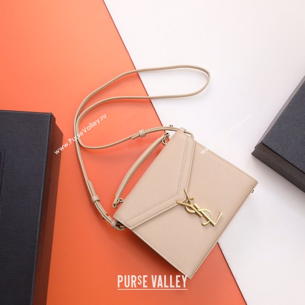 Saint Laurent Cassandre Mini Bag in Grained Leather Nude Pink 2025 602716 (YY-250801104)