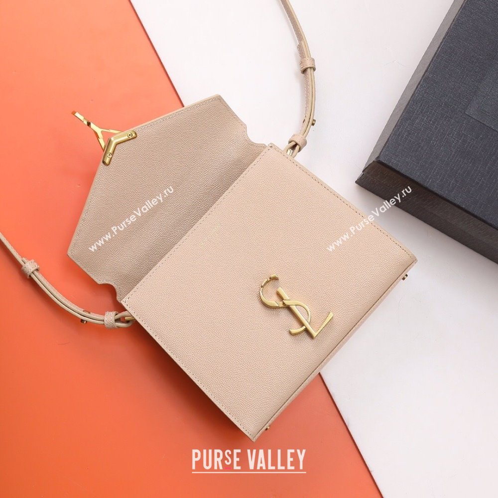 Saint Laurent Cassandre Mini Bag in Grained Leather Nude Pink 2025 602716 (YY-250801104)