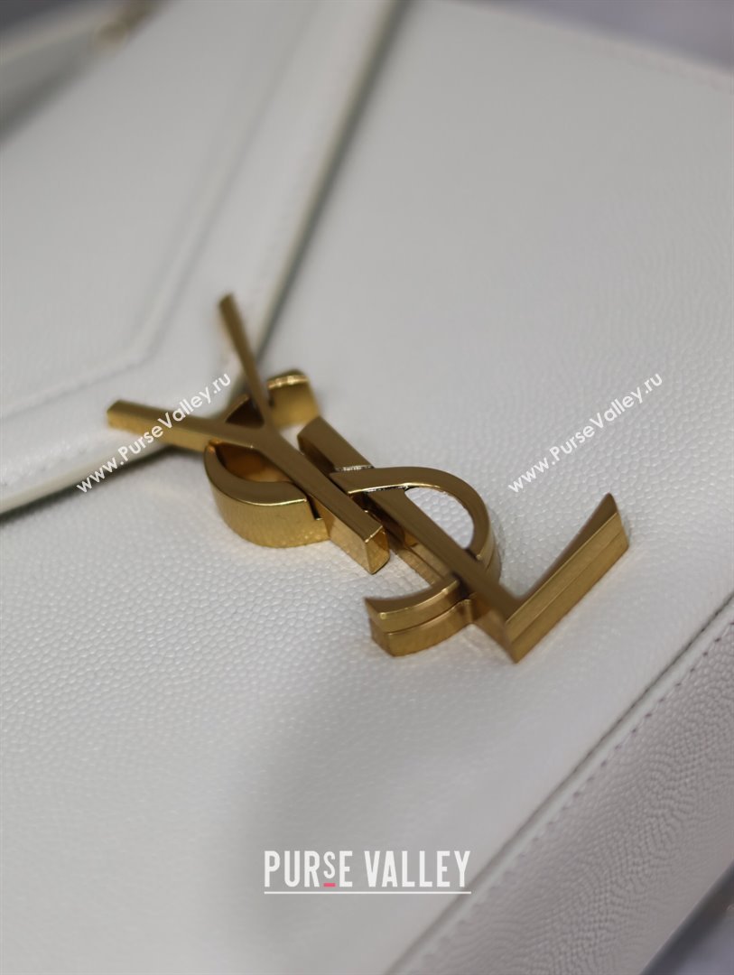 Saint Laurent Cassandre Mini Bag in Grained Leather White 2025 602716 (YY-250801097)