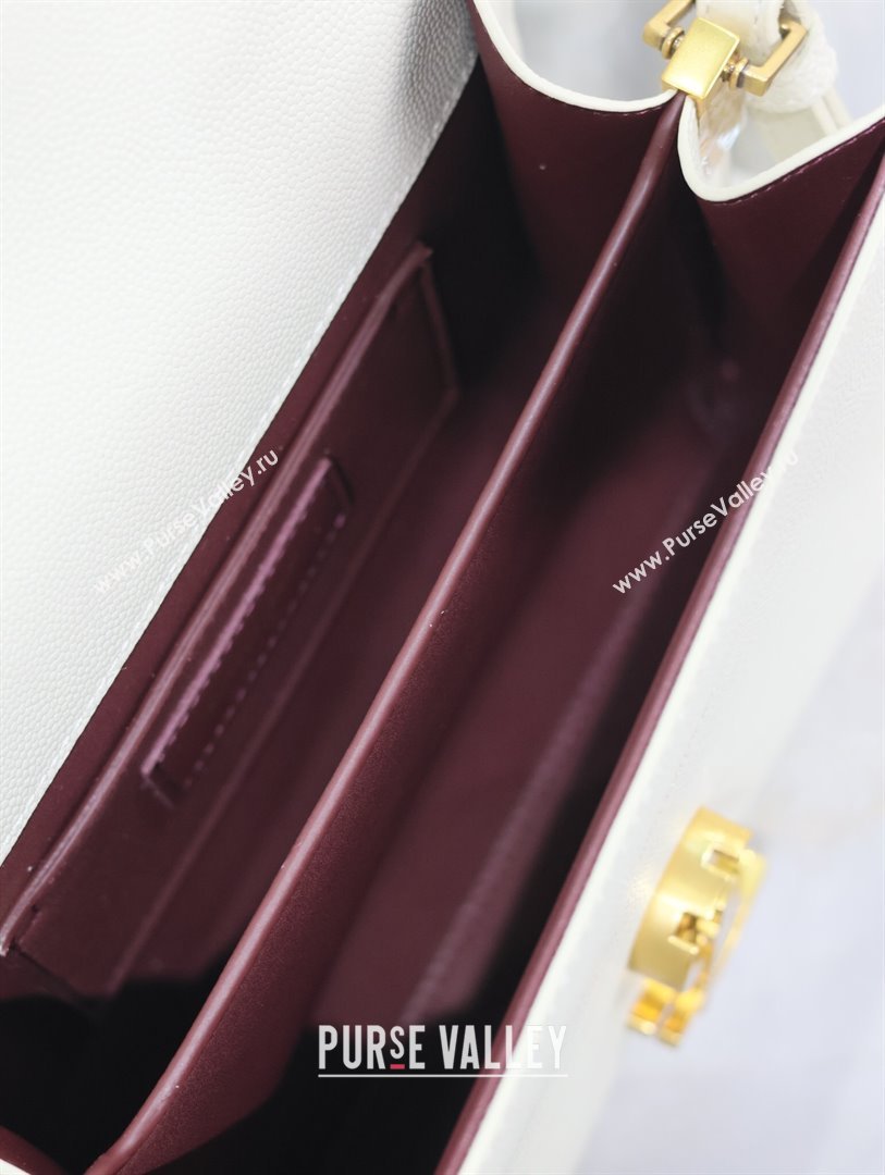 Saint Laurent Cassandre Mini Bag in Grained Leather White 2025 602716 (YY-250801097)