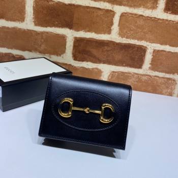 Gucci Horsebit 1955 Black Leather Card Case Wallet 621887 2024 (DLH-241211049)