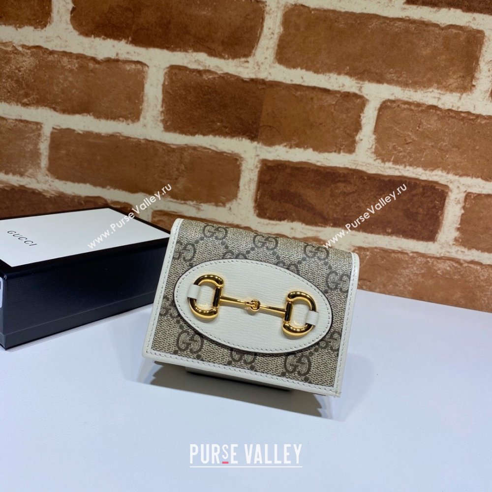 Gucci Horsebit 1955 GG Canvas Card Case Wallet 621887 White 2024 (DLH-241211047)