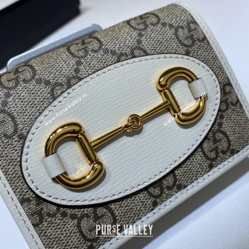 Gucci Horsebit 1955 GG Canvas Card Case Wallet 621887 White 2024 (DLH-241211047)