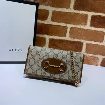 Gucci Horsebit 1955 GG Canvas Wallet with Chain 621892 Brown 2024 (DLH-241211051)