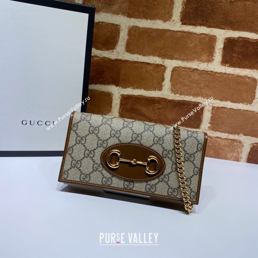 Gucci Horsebit 1955 GG Canvas Wallet with Chain 621892 Brown 2024 (DLH-241211051)