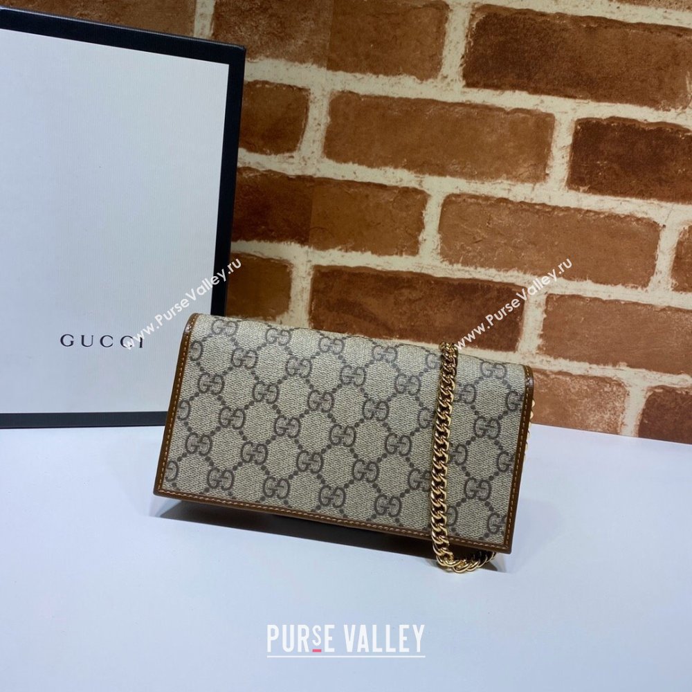 Gucci Horsebit 1955 GG Canvas Wallet with Chain 621892 Brown 2024 (DLH-241211051)