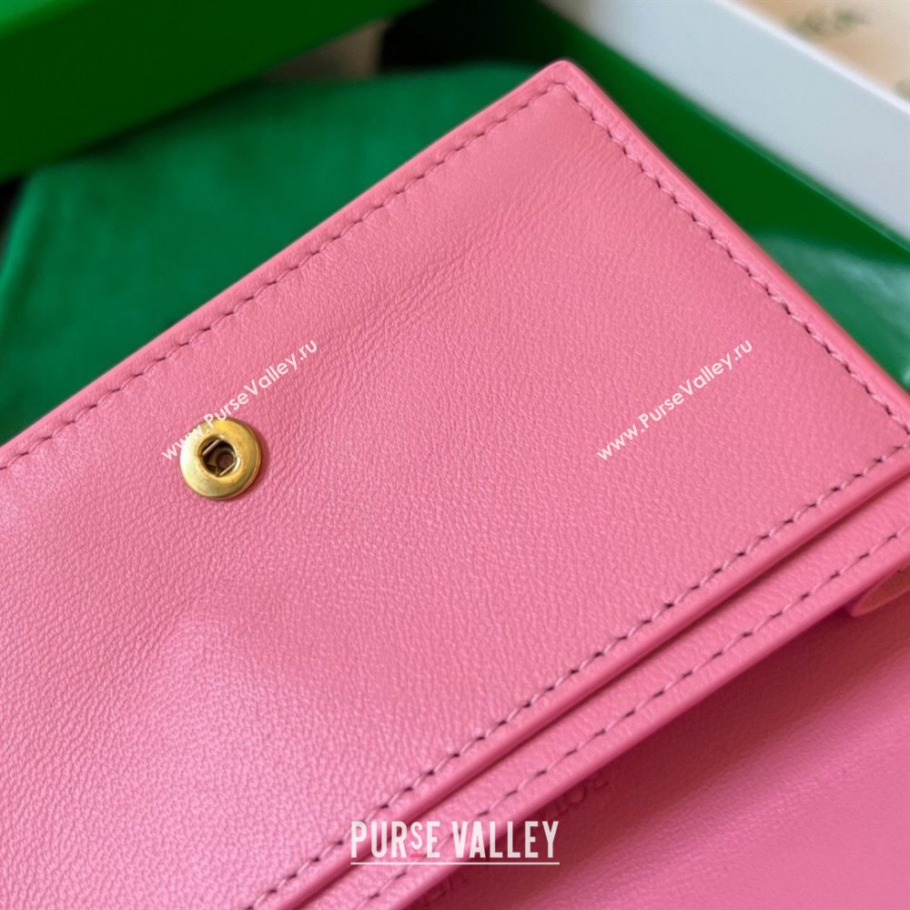 Bottega Veneta Cassette Business Card Case Wallet in Intrecciato Lambskin Milkshake Pink 2023 651396 (WT-240919011)