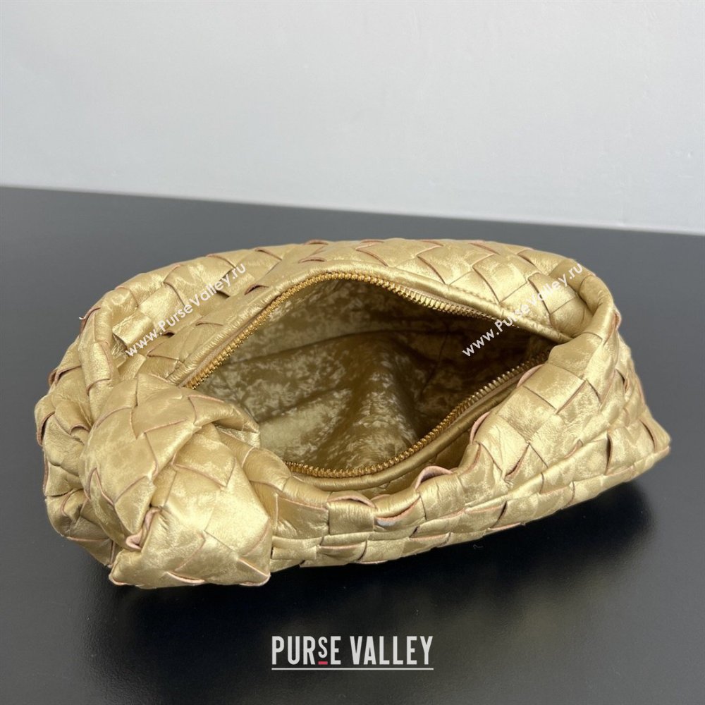 Bottega Veneta Mini Jodie Hobo Bag in Intrecciato Lamina Satin Leather Gold 2026 651876 (WT-260401049)