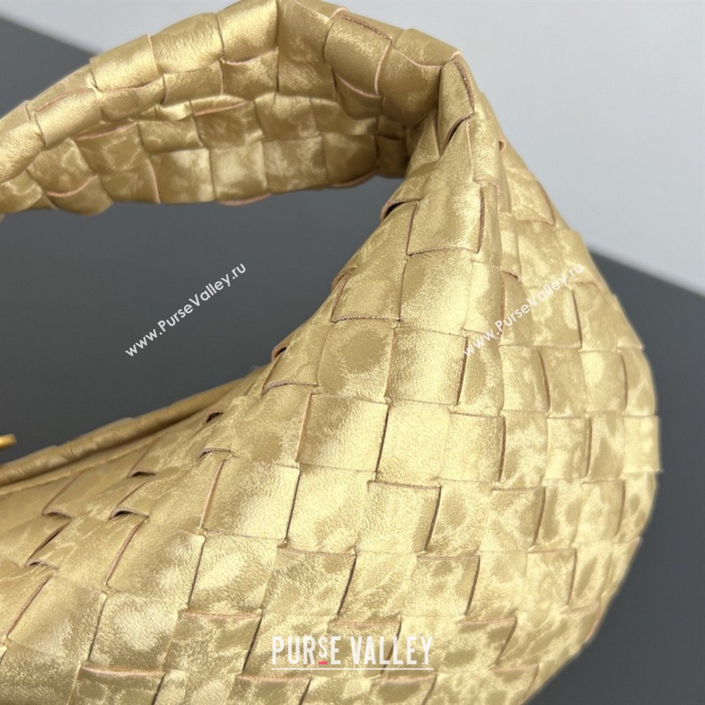 Bottega Veneta Mini Jodie Hobo Bag in Intrecciato Lamina Satin Leather Gold 2026 651876 (WT-260401049)