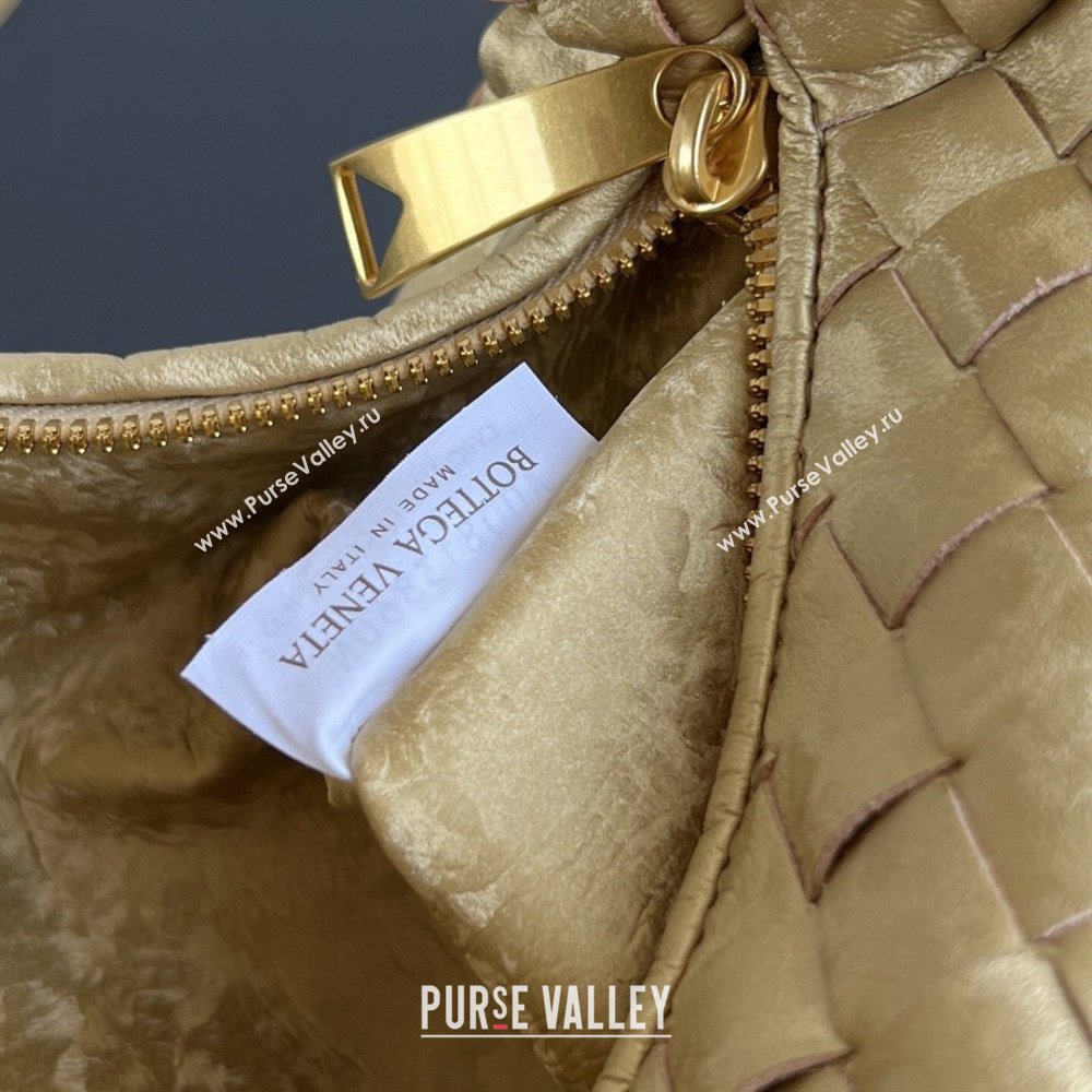 Bottega Veneta Mini Jodie Hobo Bag in Intrecciato Lamina Satin Leather Gold 2026 651876 (WT-260401049)