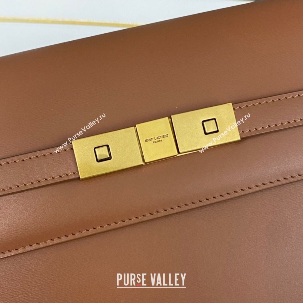 Saint Laurent Manhattan Shoulder Bag in Smooth Leather 675626 Brown 2023 (nana-231023041)