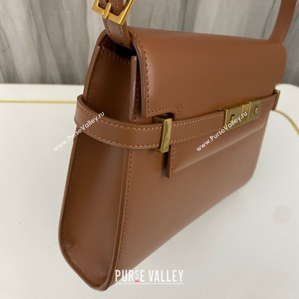 Saint Laurent Manhattan Shoulder Bag in Smooth Leather 675626 Brown 2023 (nana-231023041)